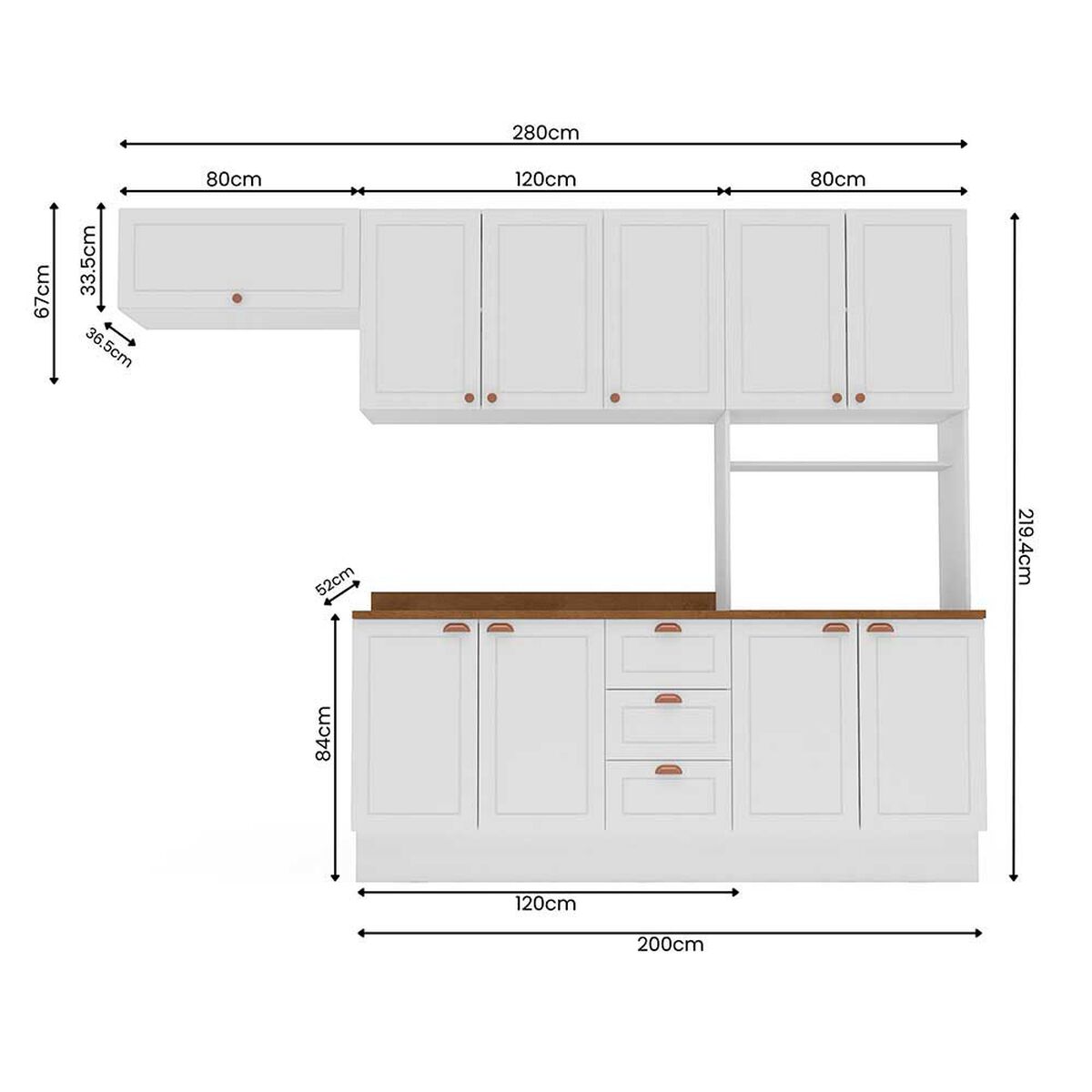 Kit Cocina Modular Royal Vekkahome 10 Puertas 3 Cajones Blanca
