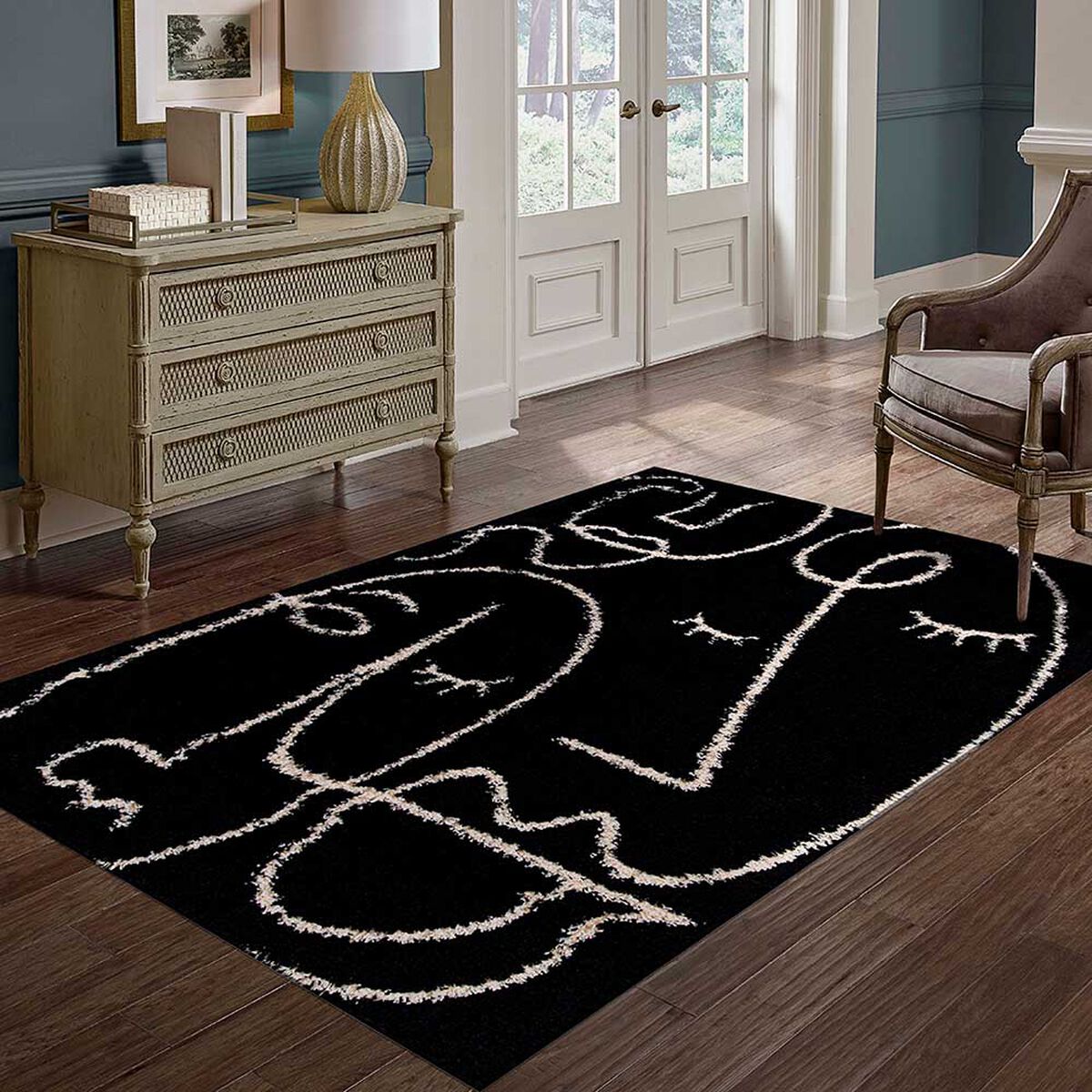 Alfombra Idetex Shaggy Monet 200 x 150 Negro