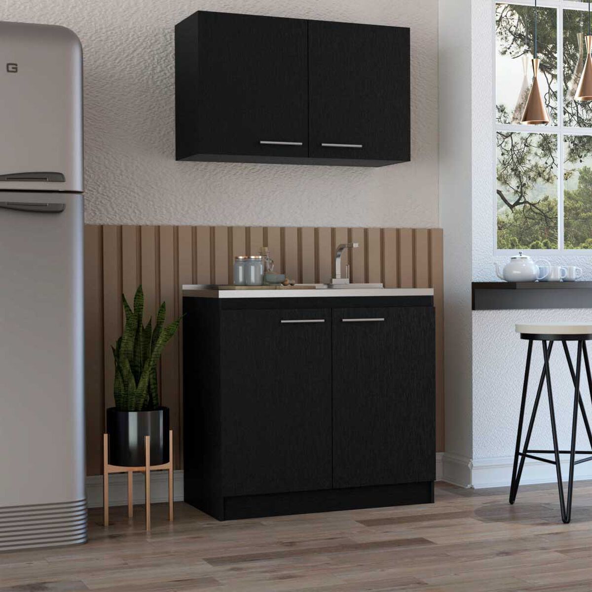 Combo Mueble Superior + Mueble Inferior TuHome Manchester Wengue