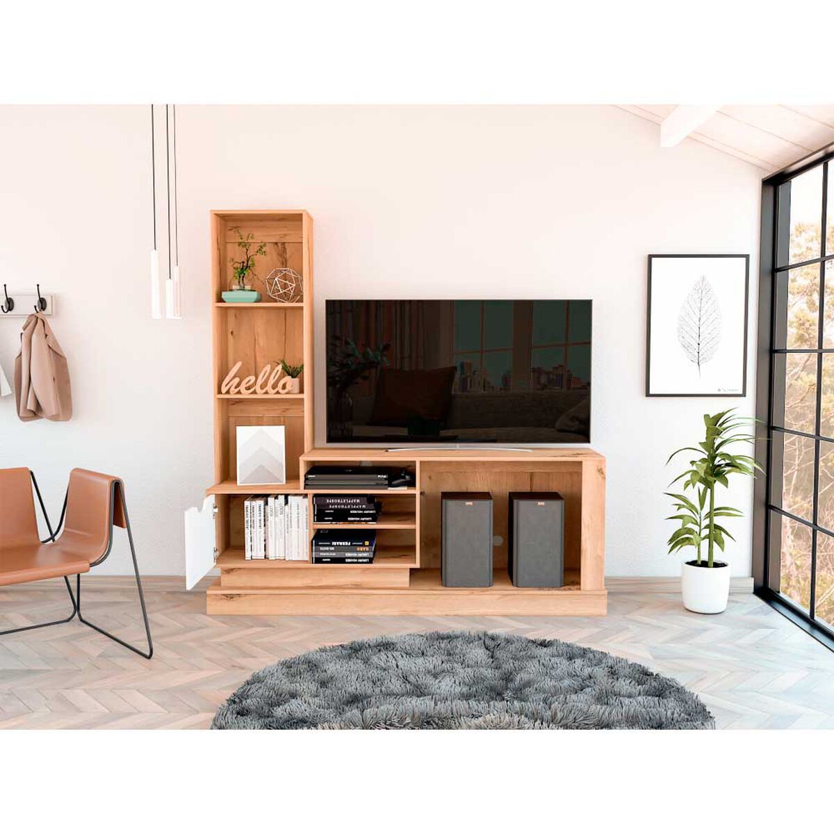 Centro de Entretenimiento TuHome Blake Hasta 55" Duna Blanco