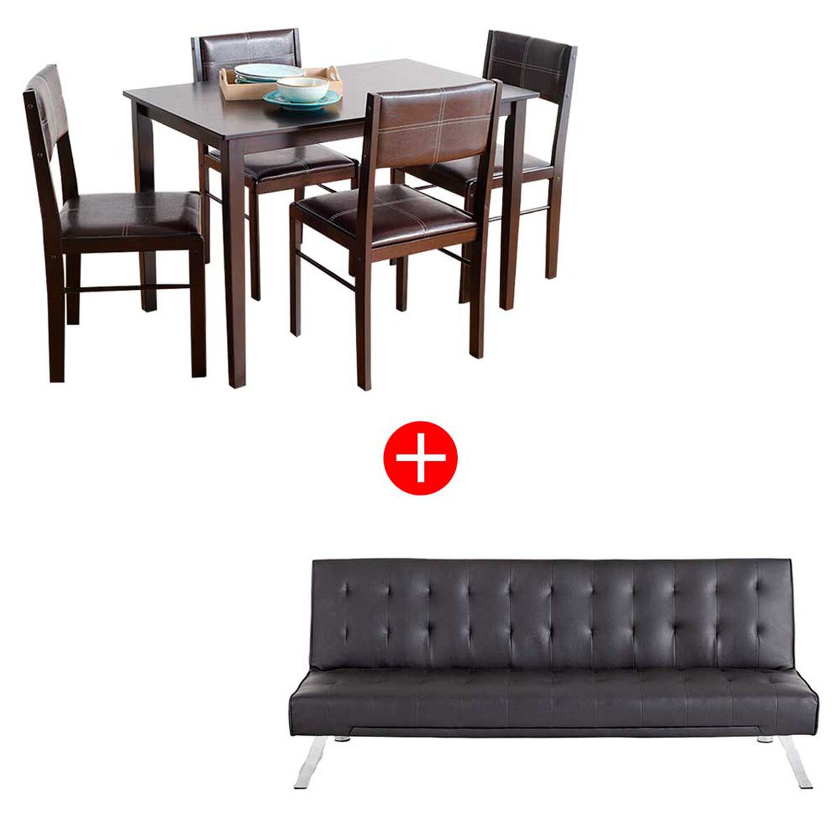Combo Juego de Comedor Casanova Roma 4 Sillas + Fut&oacute;n Zibel 3 Cuerpos