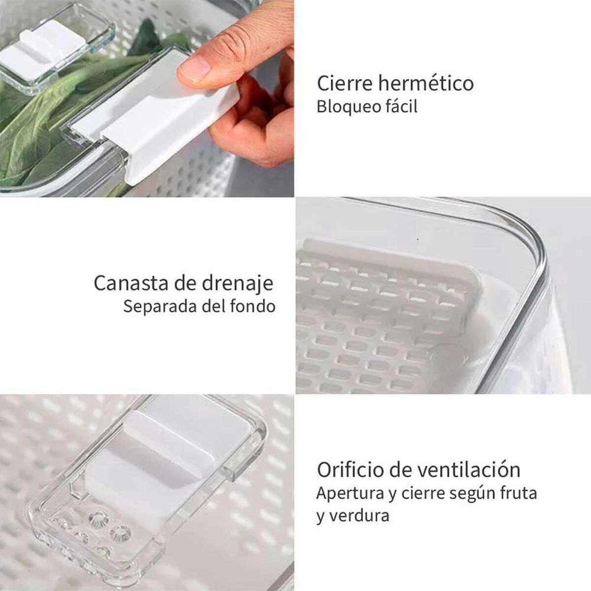Caja Organizadora Refrigerador con Cesta Grande Simplit