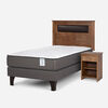Cama Europea Rosen 1 Plaza New Style 2 Plus + Respaldo + Velador Ferrara