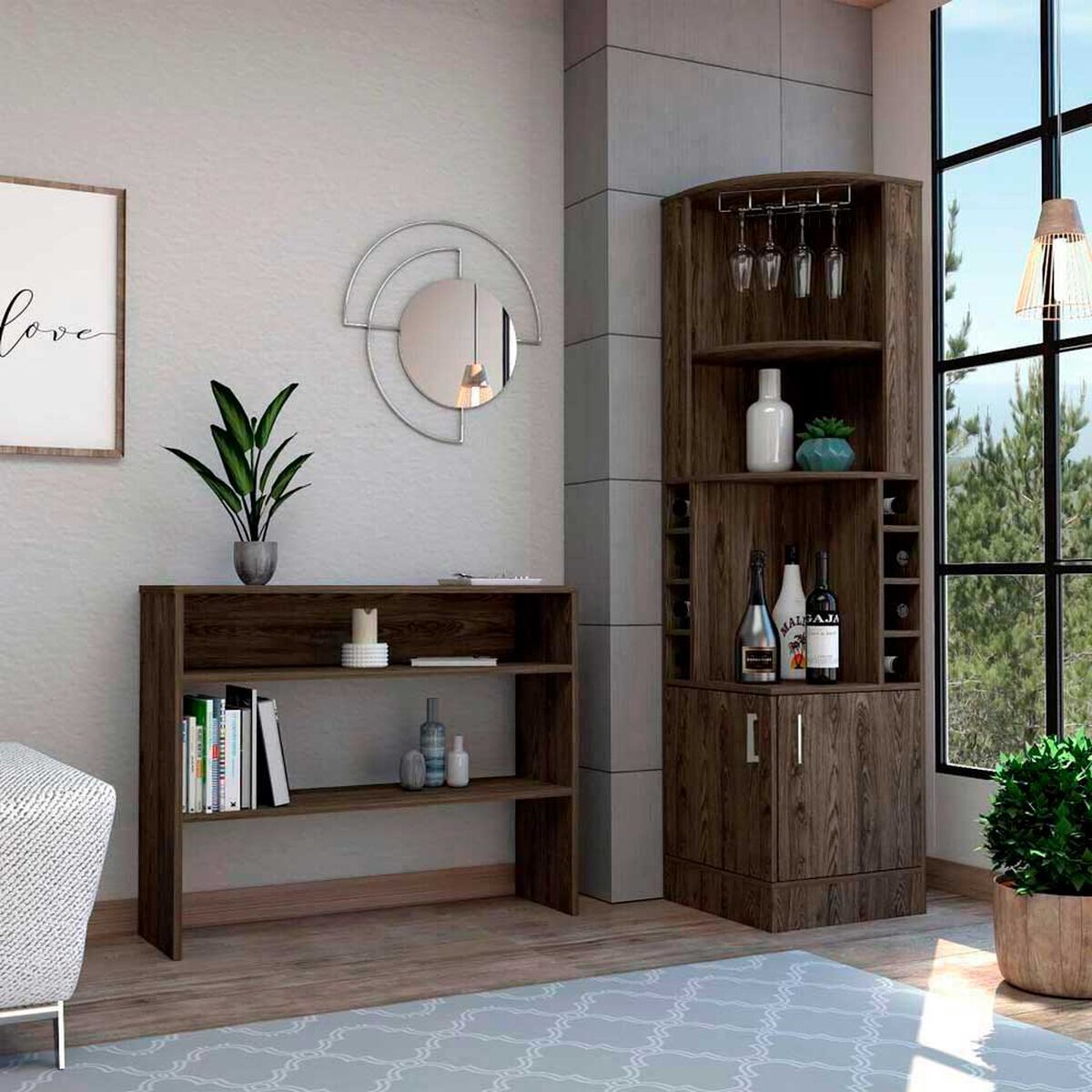 Combo Bar Esquinero + Mesa de Arrimo TuHome Beijing Rovere