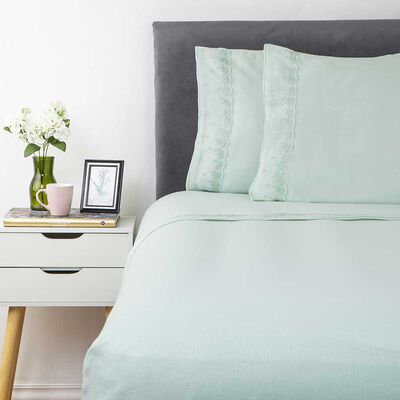 Imagen 1 del producto Juego de Sábanas Polar Broderie Dreams 1,5 Plazas Menta