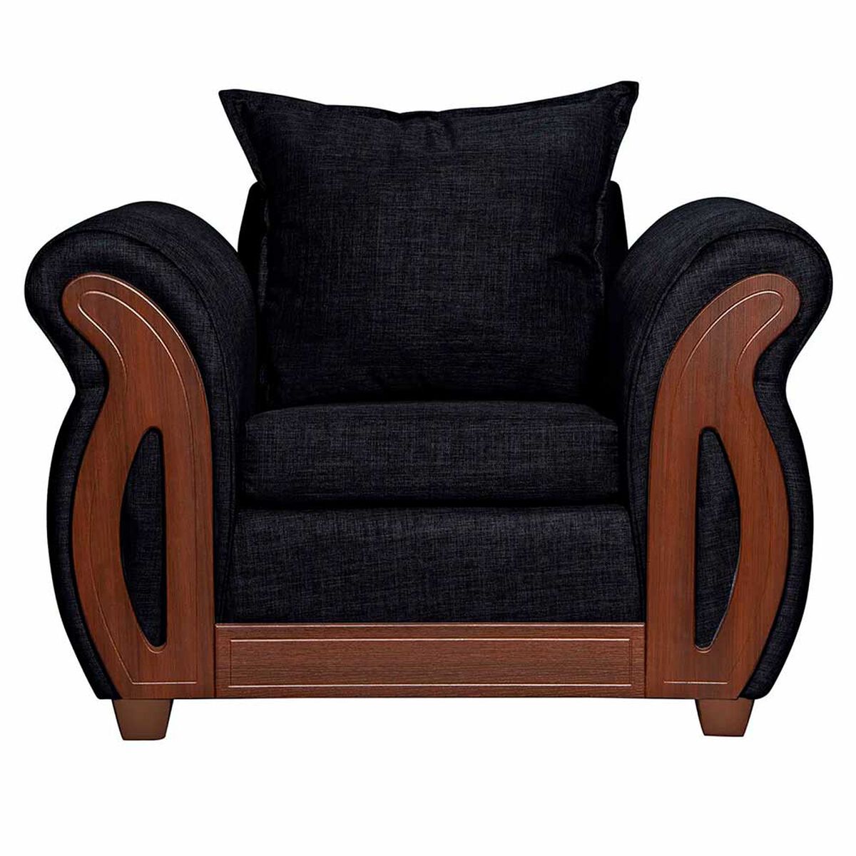 Juego de Living Ruzam Mobel Isidora Sofá 3 Cuerpos + Dos Sillones 1 Cuerpo Lino Negro