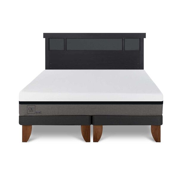 Cama Europea CIC Base Dividida 2 Plazas Balance + Respaldo Dublin Negro