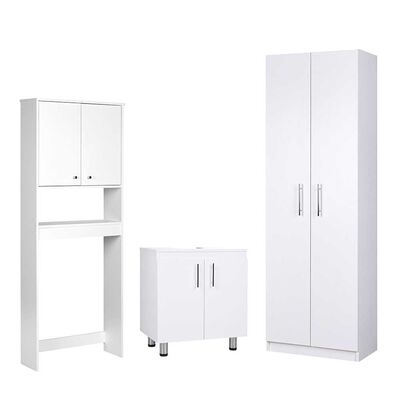 Imagen 1 del producto Combo Estante 2 Puertas + Vanitorio 2 Puertas + Despensero de Baño 2 Puertas CIC Blanco