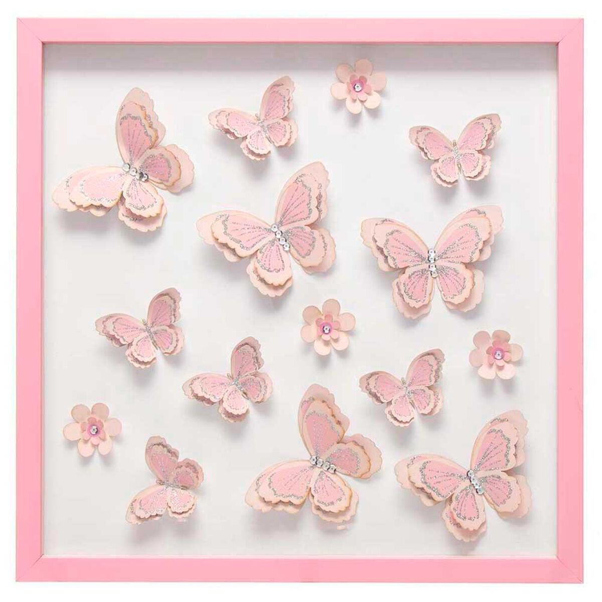 Cuadro Relieve Pl&aacute;stico Vgo Mariposas 45 x 45 cm Blanco