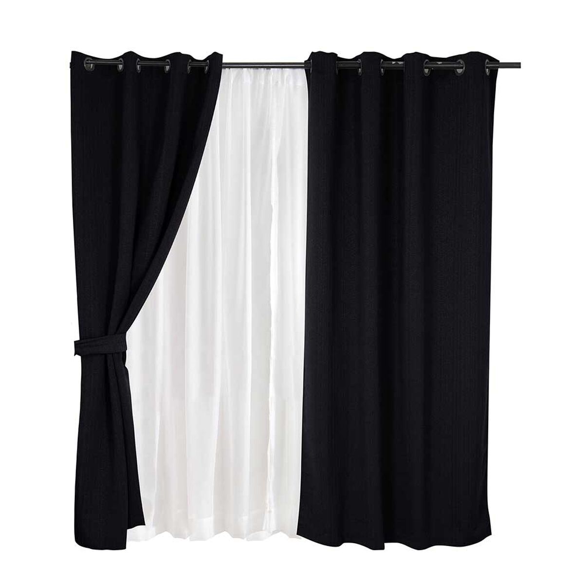 Set de Cortinas Mashini Valdivi 140 x 220 cm Negro