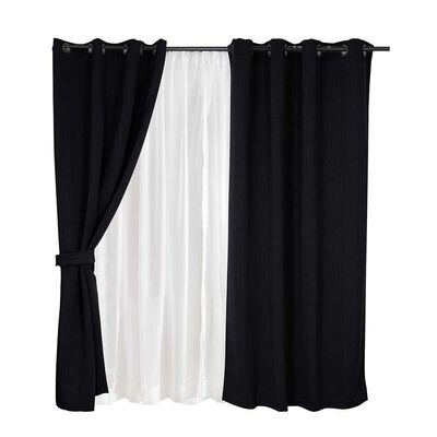 Set de Cortinas Mashini Valdivi 140 x 220 cm Negro