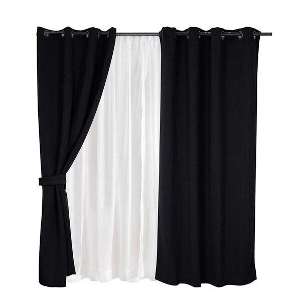 Set de Cortinas Mashini Valdivi 140 x 220 cm Negro