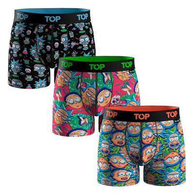 Pack 3 B&oacute;xer Medio Rick and Morty Hombre Top
