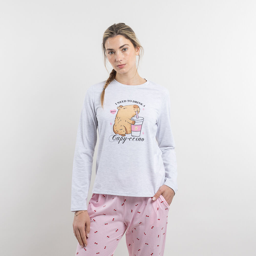 Polera de Pijama Manga Larga Jersey Mujer Icono