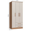 Closet Vekkahome Americano 3 Puertas 2 Cajones Beige