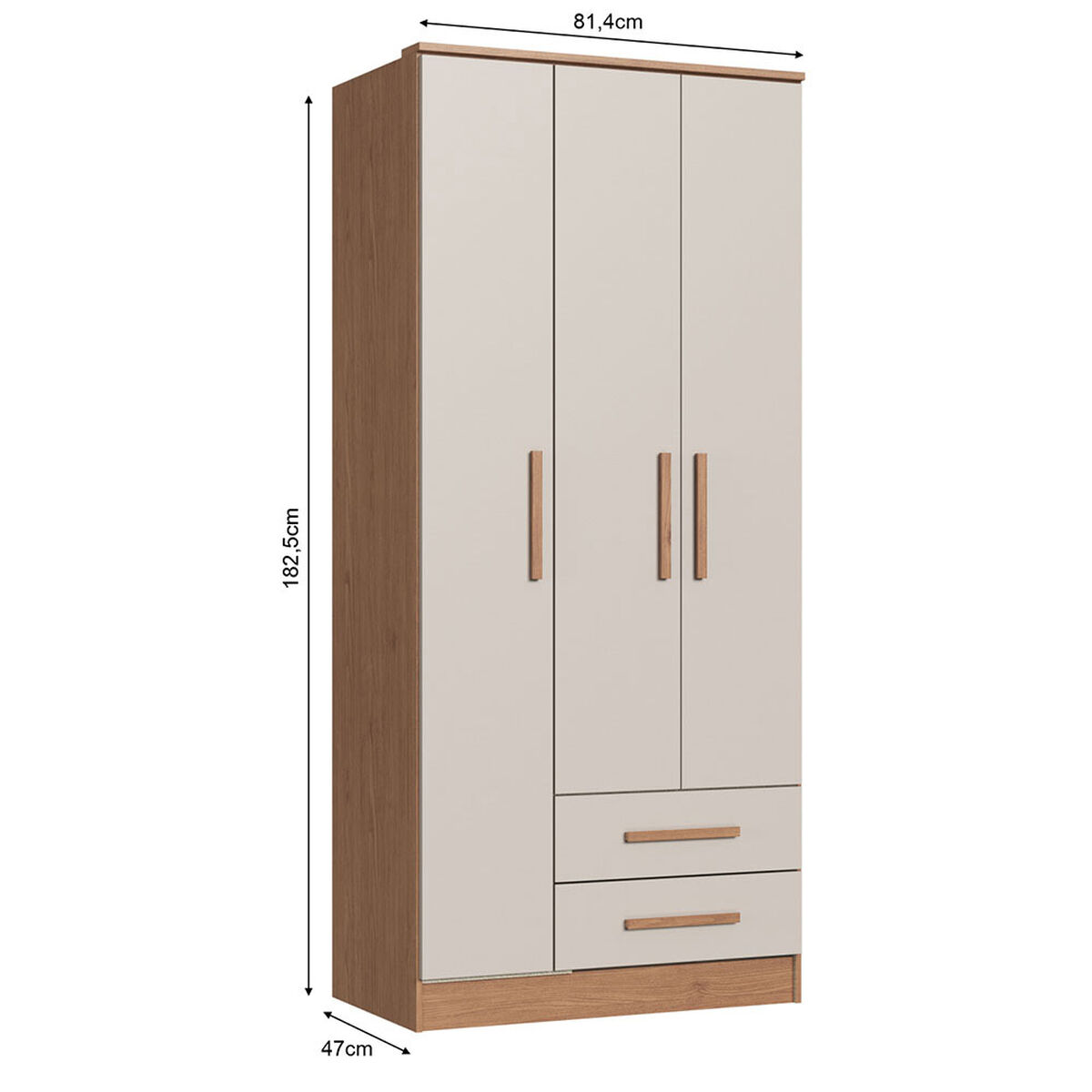 Closet Vekkahome Americano 3 Puertas 2 Cajones Beige