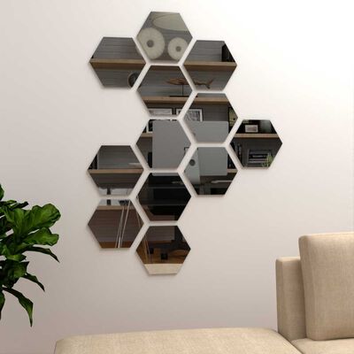 Imagen 2 del producto Espejo de Vidrio TuHome Lirio 12 Piezas Hexagonal 20 x 23 cm