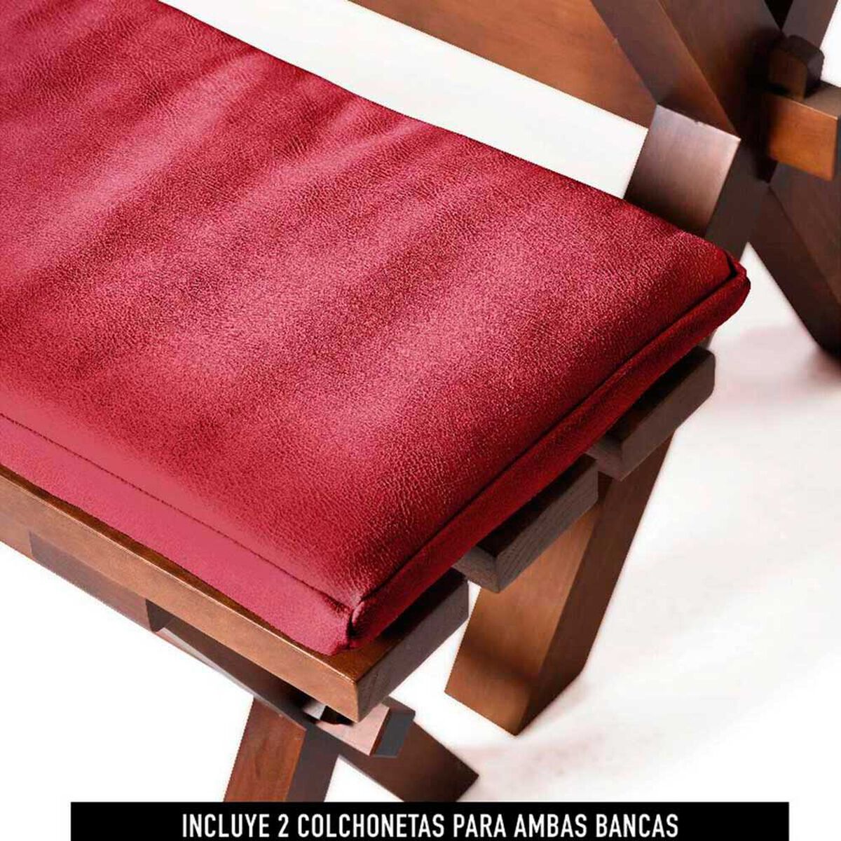 Juego de Comedor Latam Home Sevilla Burgos 2 Sillas + 2 Bancas Cuero Kentucky Rojo