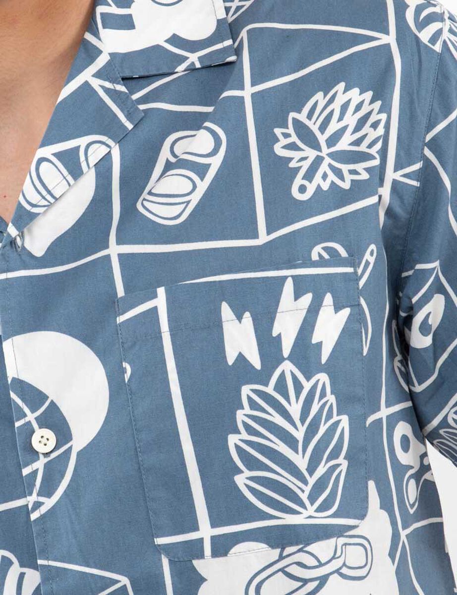 Camisa Algod&oacute;n Estampada Manga Corta Hombre Icono