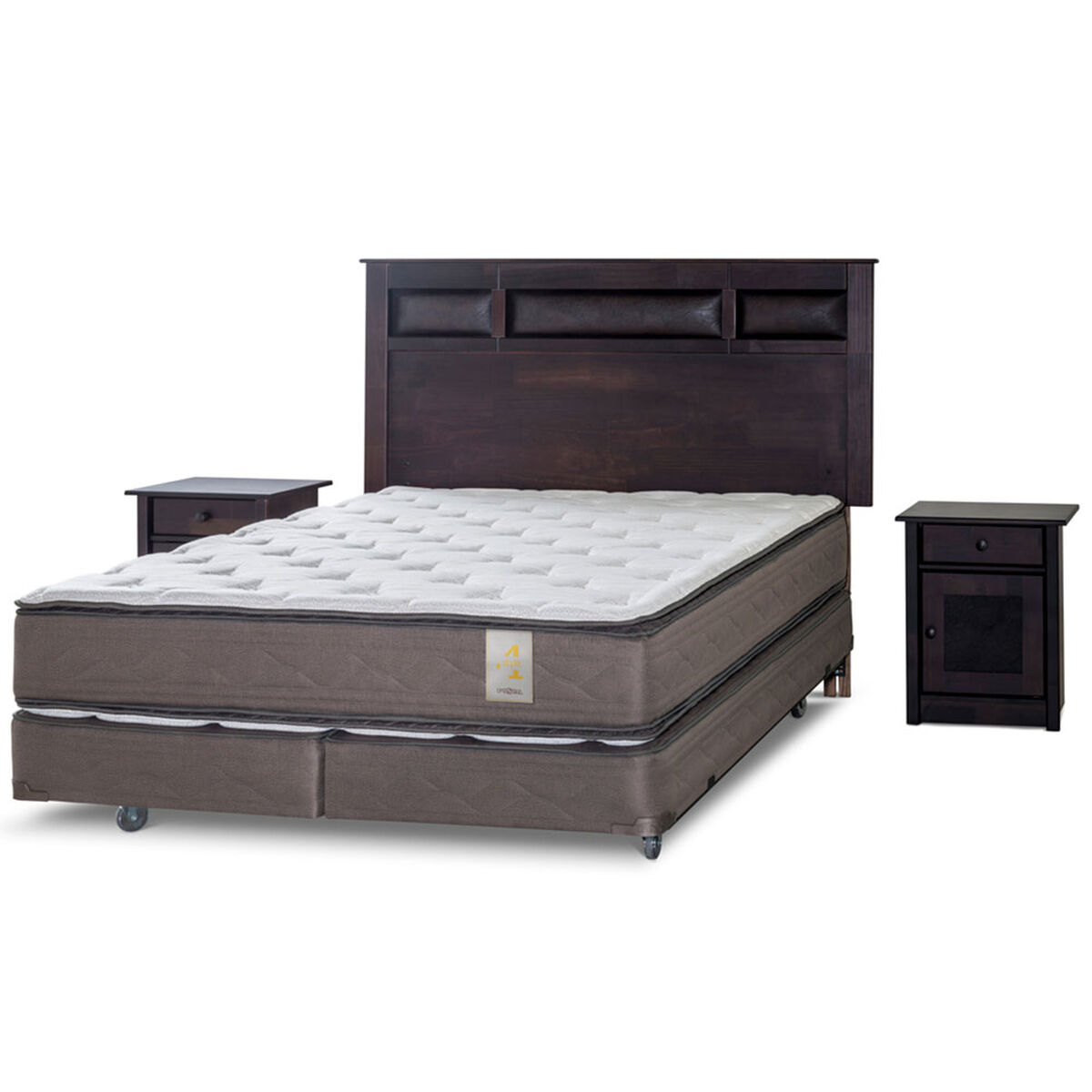 Box Spring Rosen Style 4 King BD + Set de Maderas Bilbao