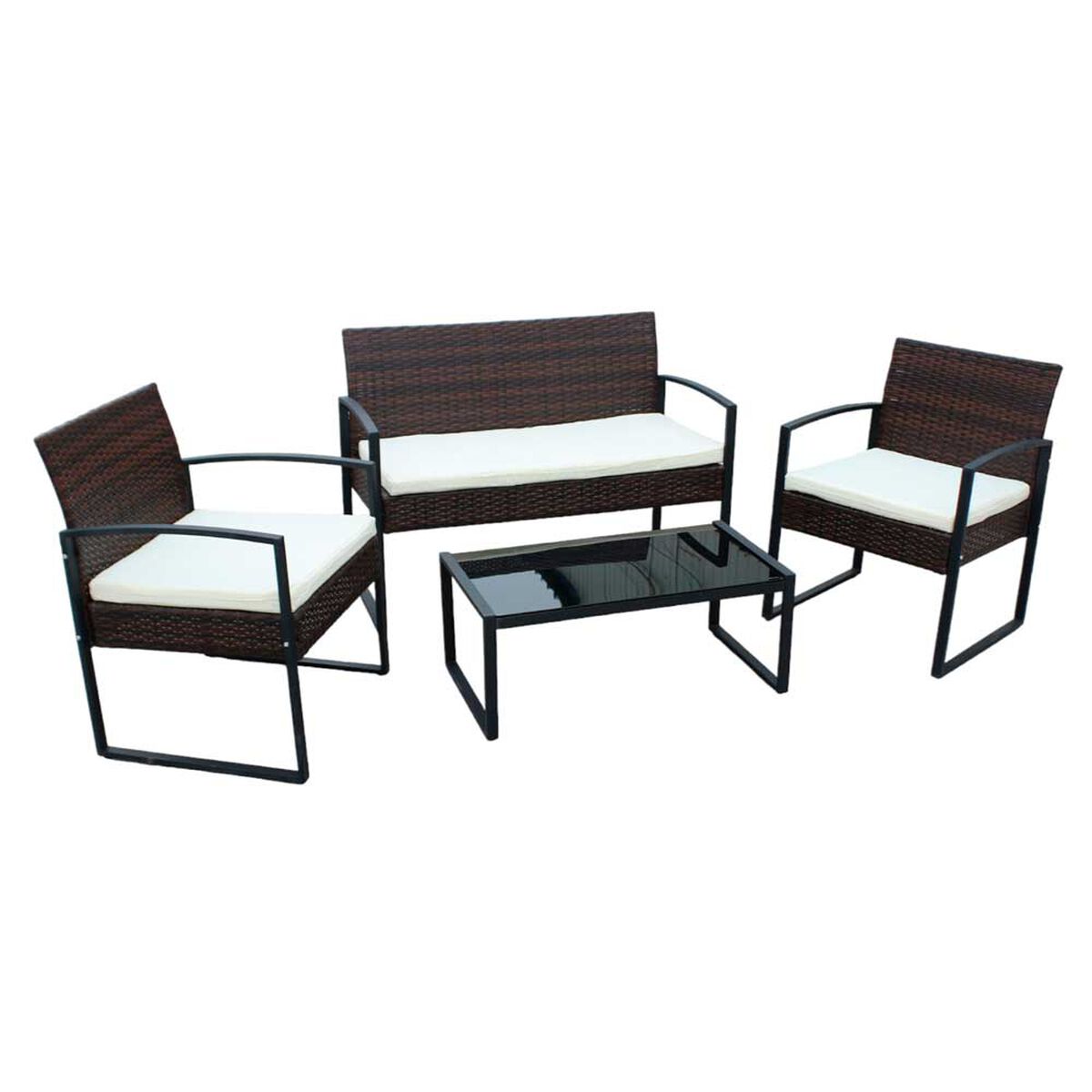 Juego de Living para Terraza Casanova Greta Sofá 2 Cuerpos + Dos Sillones 1 Cuerpo + Mesa de Centro Café