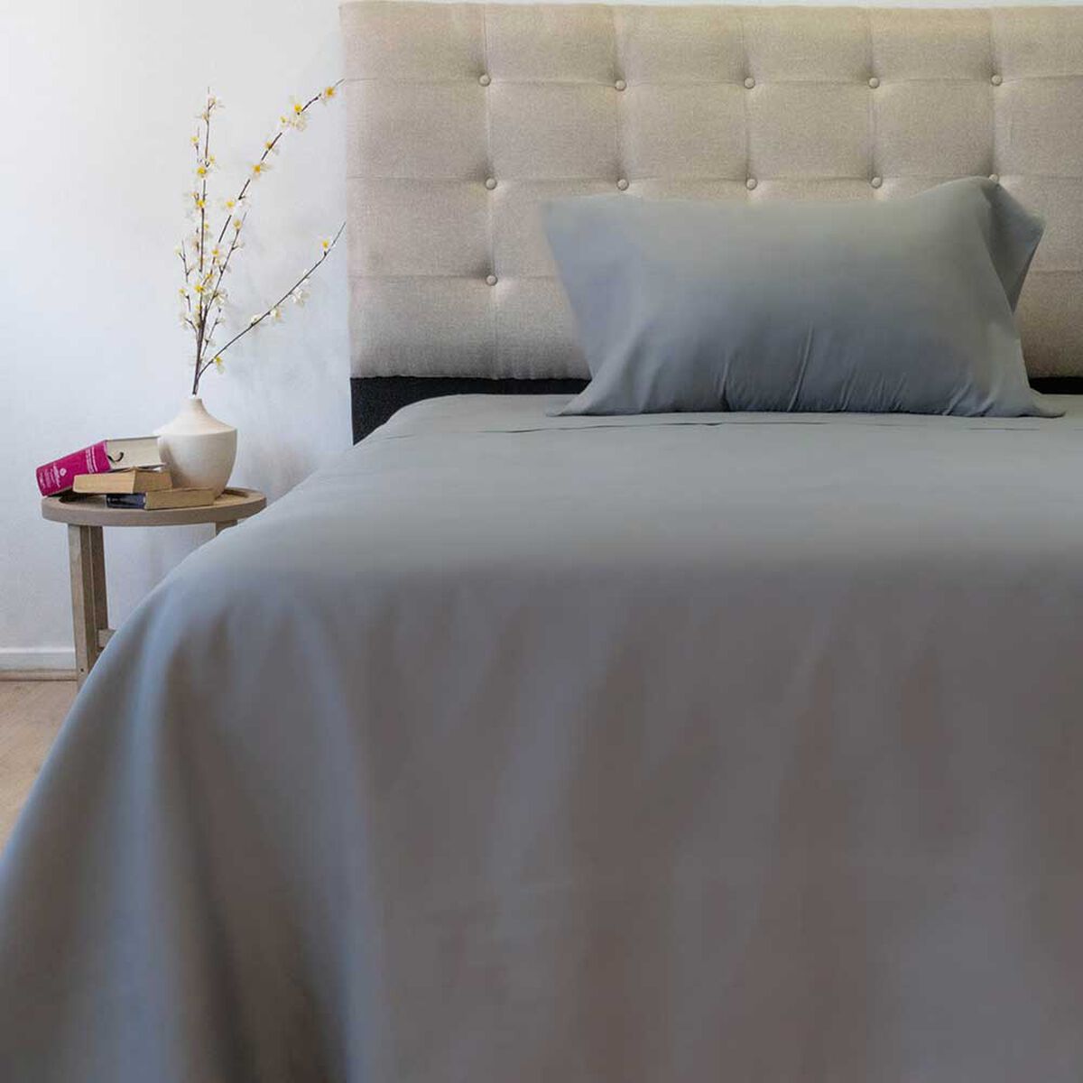Juego de S&aacute;banas Doral 1,5 Plazas Lisas 210 Hilos Gris