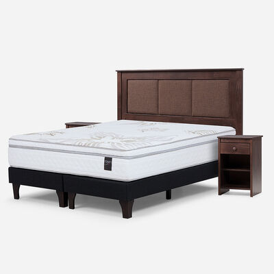 Imagen 2 del producto Cama Europea Rosen 2 Plazas Art 4 + Respaldo + Velador Rachel Chocolate