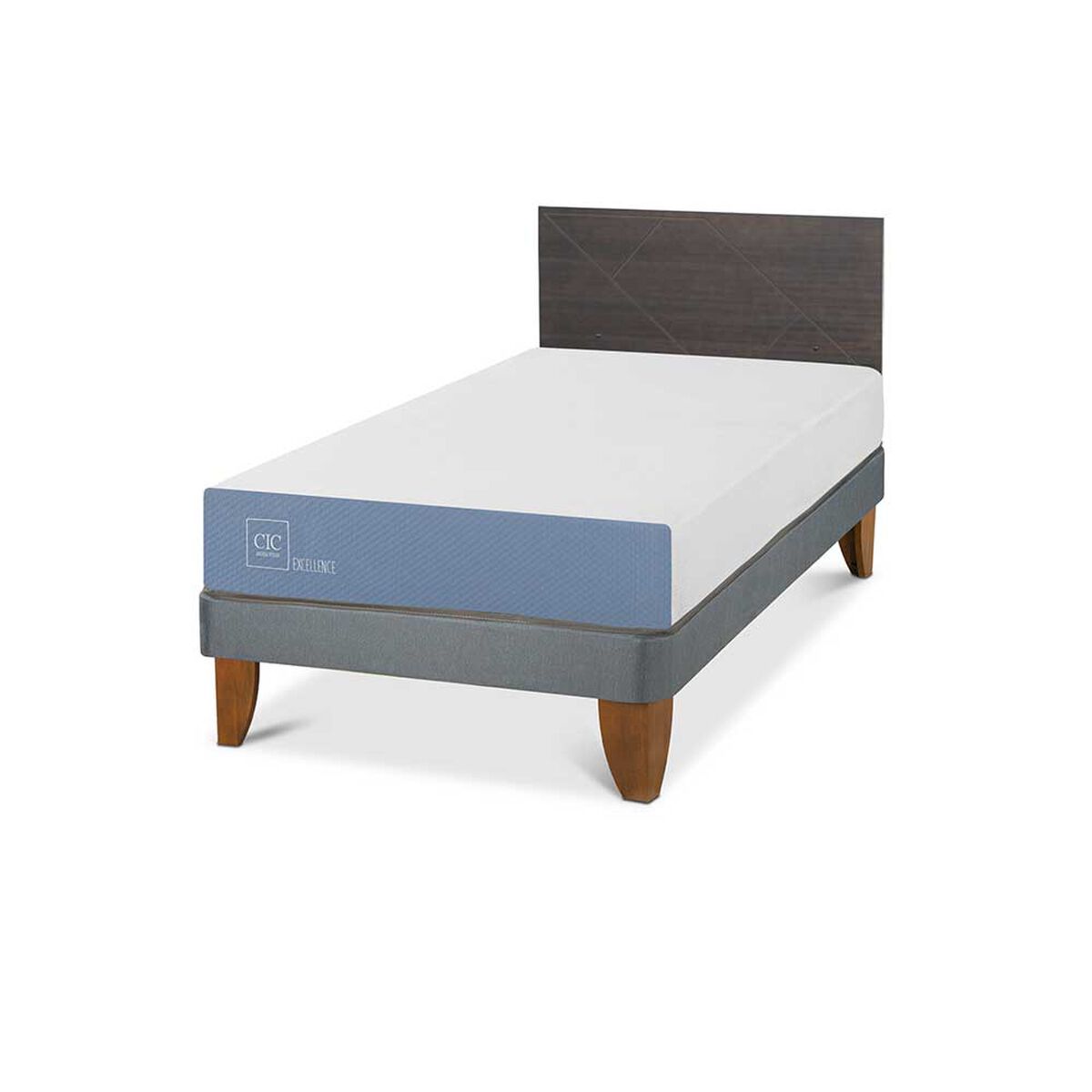 Cama Europea CIC Base Normal 1,5 Plazas Excellence + Respaldo Villarrica