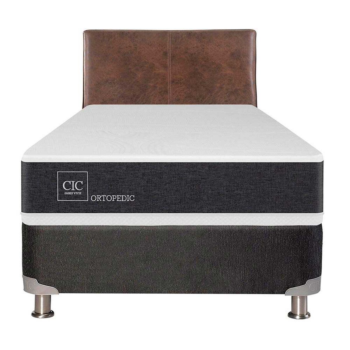 Box Spring CIC 1,5 Plazas New Ortopedic + Respaldo Baker