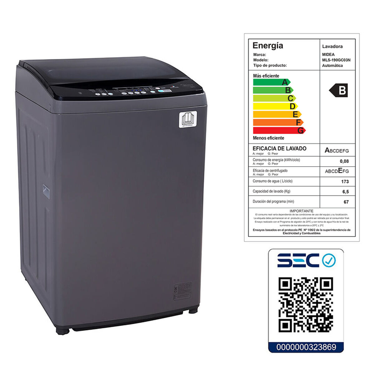 Lavadora Automática Midea MLS-190GC03N 19kg