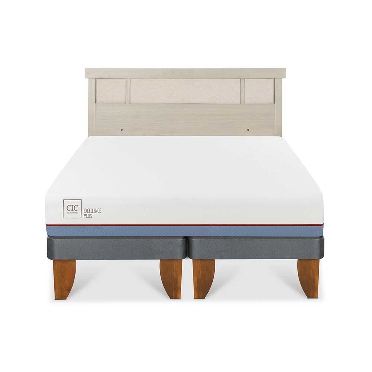 Cama Europea CIC Base Dividida 2 Plazas Excellence Plus + Respaldo Dublin Alpino