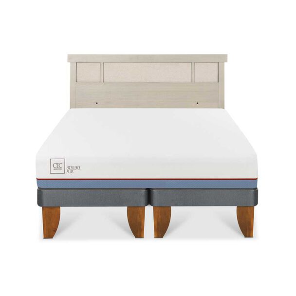 Cama Europea CIC Base Dividida 2 Plazas Excellence Plus + Respaldo Dublin Alpino