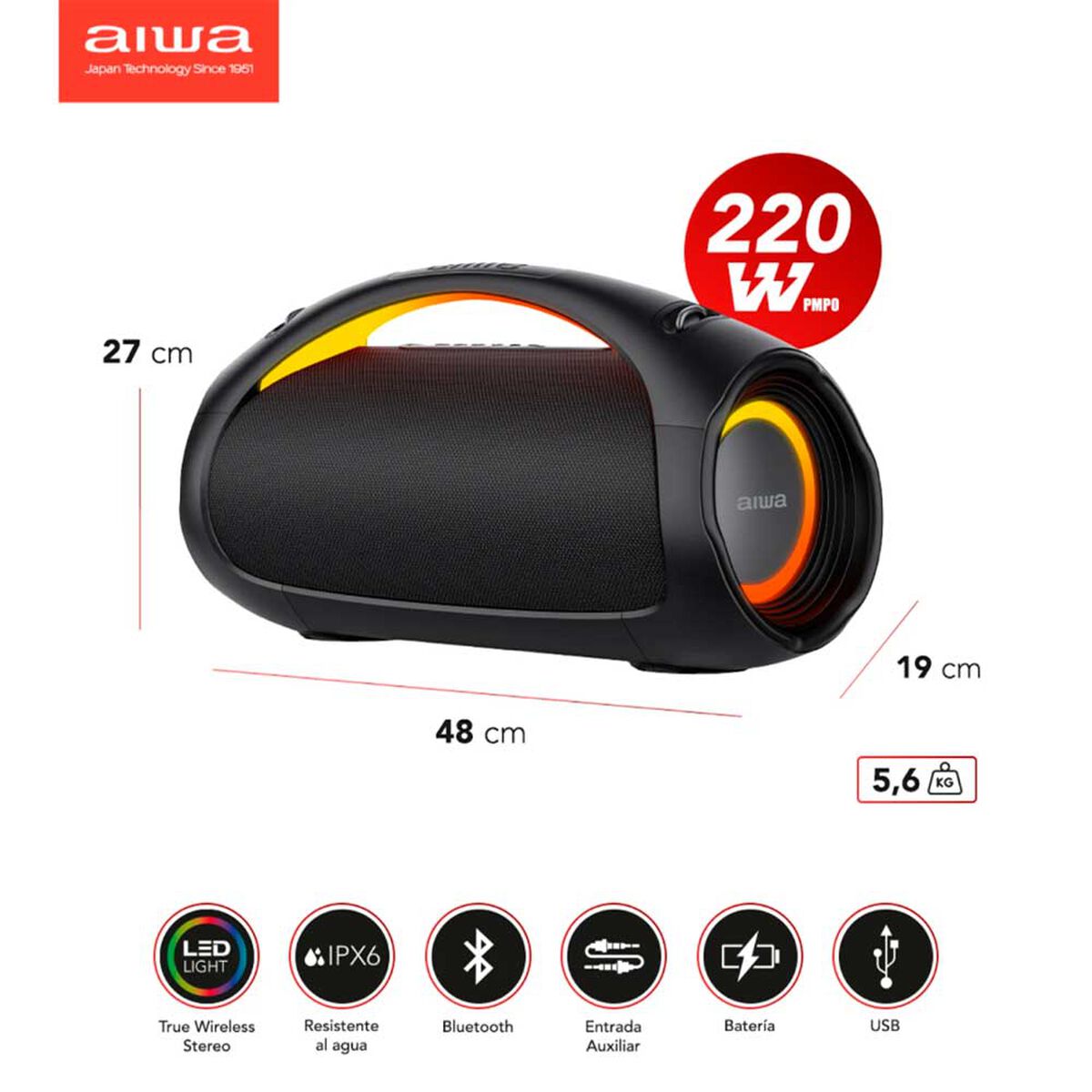 Parlante AIWA Aw-s544bt Bluetooth Negro