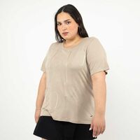 Polera Con Estampado Manga Corta Mujer Extralindas Beige, Blanco, Crudo, Morado, Oliva