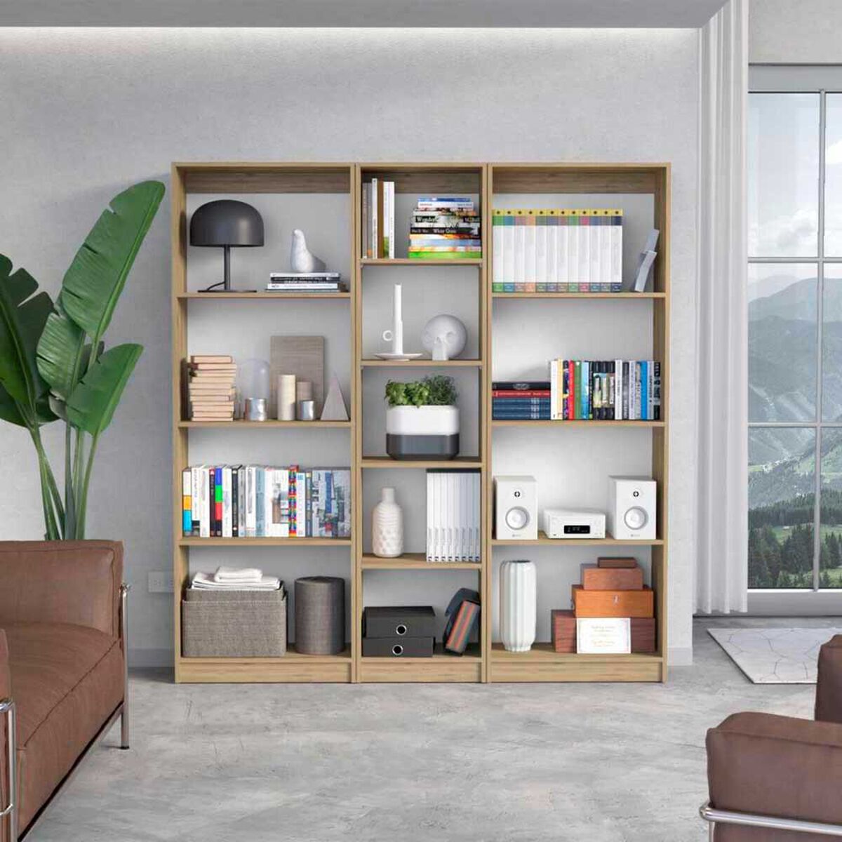 2 Estantes 4 Repisas + Estante 45 cm TuHome Home Macadamia
