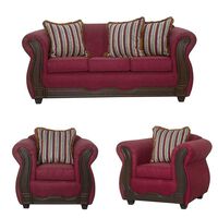 Juego de Living Black Factory Sofia Sofá 3 Cuerpos + Dos Sillones 1 Cuerpo Burdeo