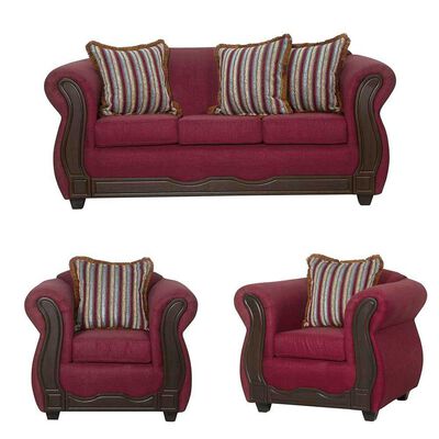 Juego de Living Black Factory Sofia Sofá 3 Cuerpos + Dos Sillones 1 Cuerpo Burdeo