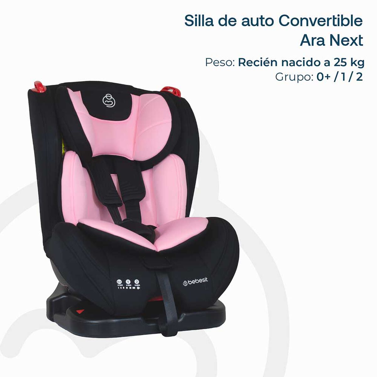 Silla de Auto Bebe Convertible Ara Next Rosa Bebesit