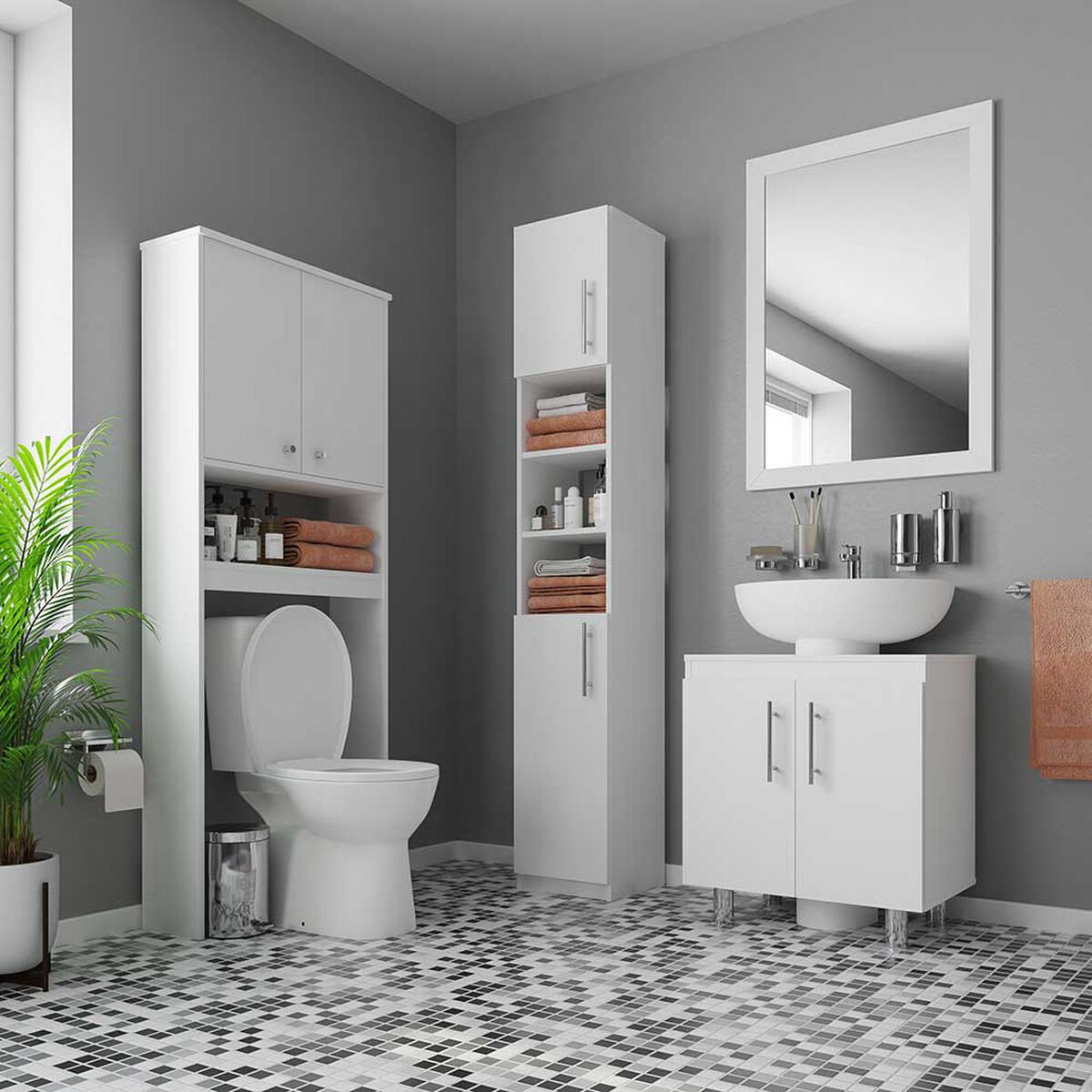 Combo 2 Estantes de Baño CIC 2 Puertas Blanco