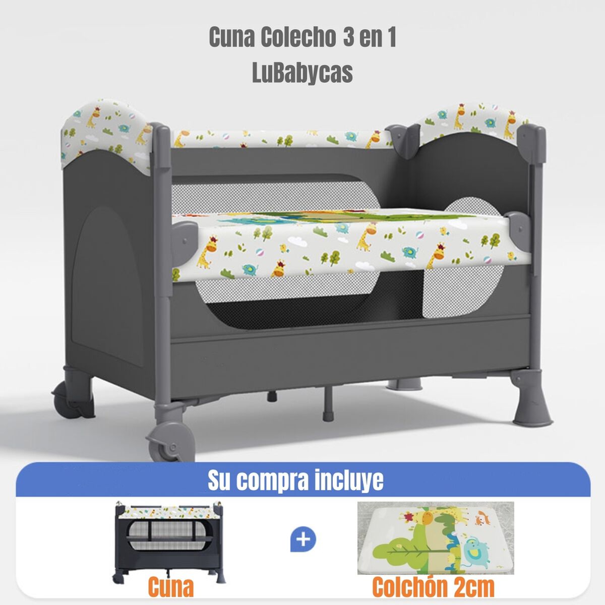 Cuna Colecho Corral con Colchón Lubabycas Jirafa