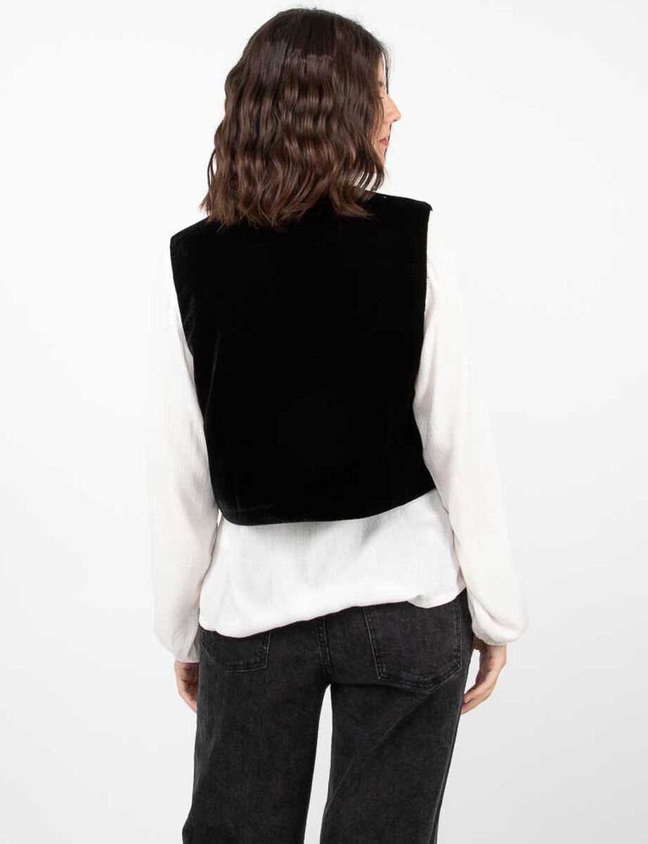 Chaqueta Terciopelo Plush Sin Mangas Mujer Alma