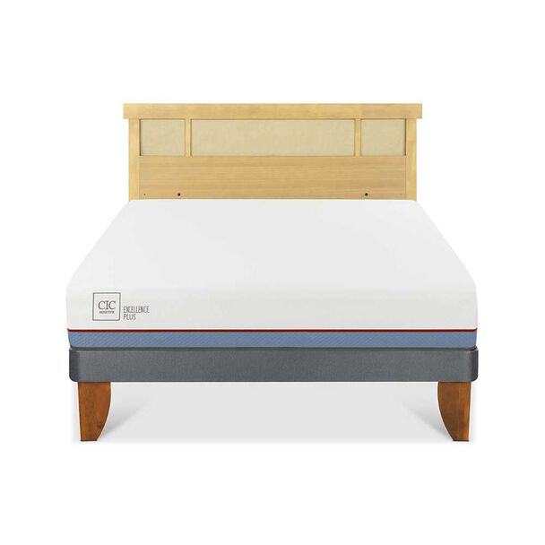 Cama Europea CIC 2 Plazas Excellence Plus + Respaldo Dublin Mostaza