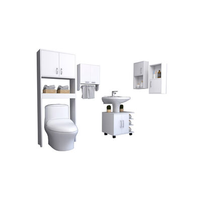 Imagen 2 del producto Botiquín Bath 28 + Base Lavamanos + Estante Wc + Auxiliar TuHome BigBath Blanco