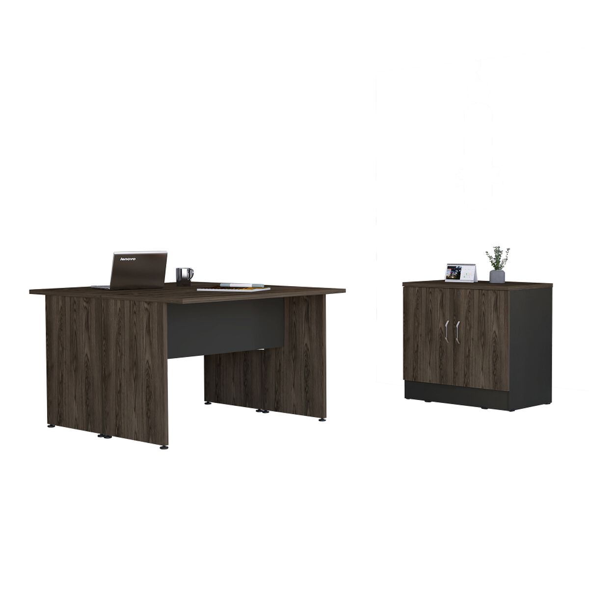 Escritorio Doble + Cajonera Negro TuHome Home Office