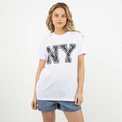 Polera Con Estampado Manga Corta Mujer Icono