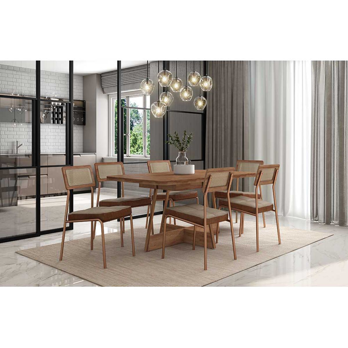 Juego de Comedor Roca Itaparica 6 Sillas Canela Avellana