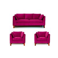 Juego de Living Barra Design Estocolmo Sofá 3 Cuerpos + Dos Sillones 1 Cuerpo Morado