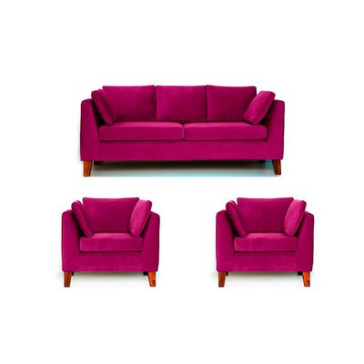 Imagen 1 del producto Juego de Living Barra Design Estocolmo Sofá 3 Cuerpos + Dos Sillones 1 Cuerpo Morado