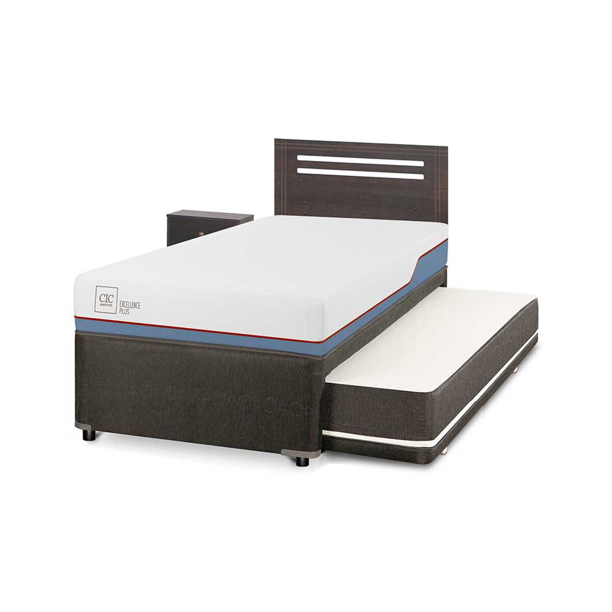 Cama Nido CIC 1,5 Plazas Excellence Plus + Respaldo + Velador Munich
