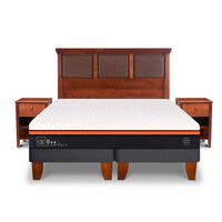 Cama Europea CIC Base Dividida 2 Plazas Bee Comfort + Respaldo + 2 Veladores